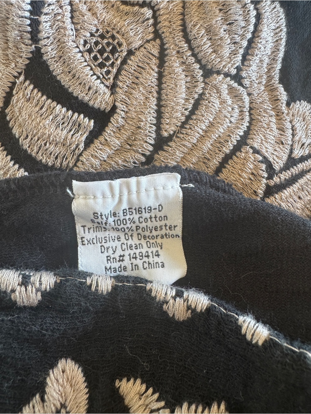 Johnny Was Black Long Sweater with White Floral Embroidery - Picture 5 of 5